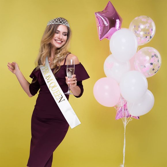 4 Pcs Prom King And Queen Crown Set With Sashes And Tiara Prom Sashes For🙉 - Picture 4 of 7